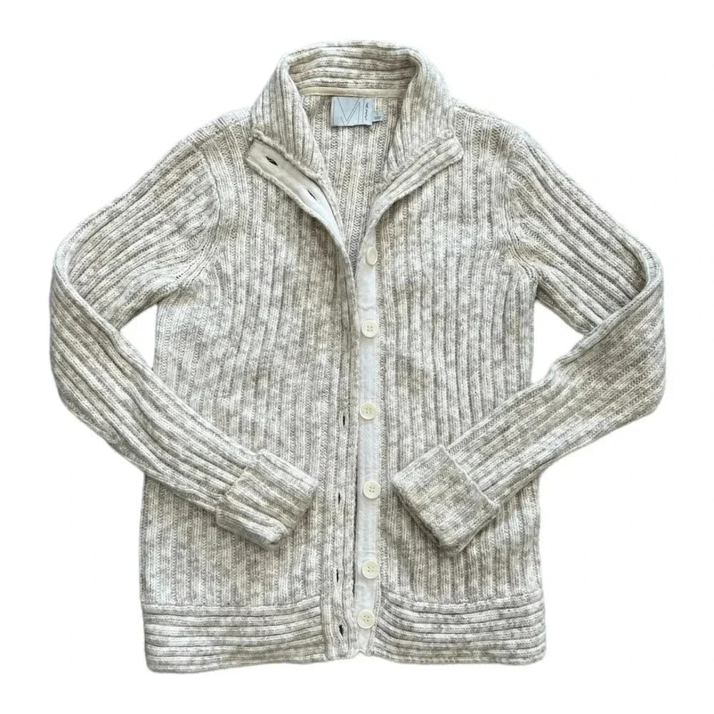 Michael Stars Beige Ribbed Cardigan Sweater 2